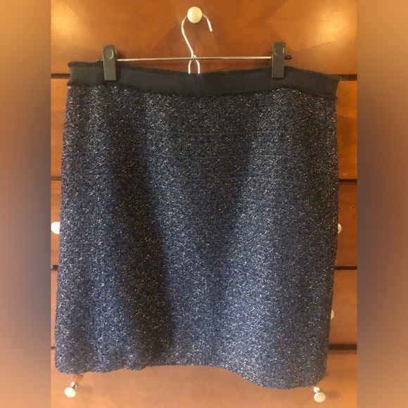 Ann Taylor Dresses & Skirts - Ann Taylor Navy Tweed Mini Skirt with Metallic Thread